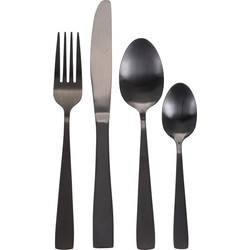 Mat zwart tafel bestek 16x-delig - Besteksets