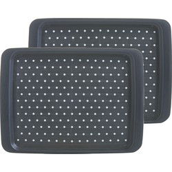 Zeller dienblad - 2x - antislip - grijs - kunststof - 35 x 26 cm - Dienbladen