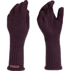 Knit Factory Lana Gebreide Dames Handschoenen - Polswarmers - Aubergine - One Size