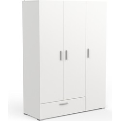 Kast met 3 deuren, 1 lade en kledingstang met legplank - L134,6 cm