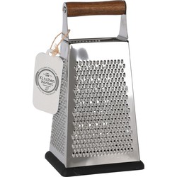 RVS keuken rasp 4-zijdig met houten handvat en anti-slip bodem - H22cm - Raspen