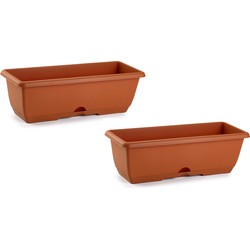 2x stuks plantenbakken terra cotta rechthoekig 50 x 20 x 17 cm - Plantenbakken