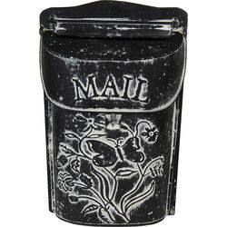 Clayre & Eef Brievenbus Zwart Wit Metaal Bloemen