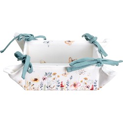 Clayre & Eef Broodmand  35x35x8 cm Wit Groen Katoen Bloemen Cadeau keuken