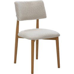 Eetkamerstoel Beige - Naturel Eikenhout - 52x47x81cm - Nova - Set van 2