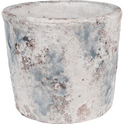 Clayre & Eef Bloempot Ø 18x15 cm Wit Blauw Terracotta