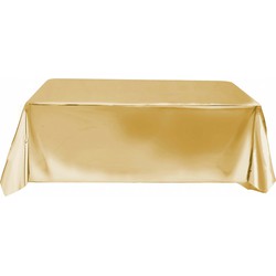 Tafelkleed/tafellaken polyester folie metallic goud 140 x 275 cm - Tafellakens