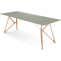 Tink table houten eettafel whitewash - met linoleum tafelblad dark olive - 200 x 90 cm