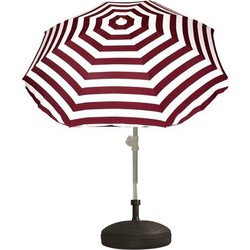 Parasolstandaard en rood/witte gestreepte parasol - Parasolvoeten