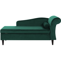 Beliani LUIRO - Chaise longue-Groen-Fluweel