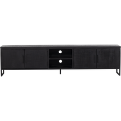 Tv Meubel Zwart Mangohout - 220cm - 4 Deuren - Kast Jenny