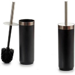2x stuks WC-borstels/toiletborstels inclusief houder zwart 38 cm van RVS - Toiletborstels