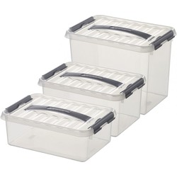 Opberg boxen set van 6x stuks in 4-6-9 Liter kunststof met deksel - Opbergbox