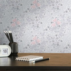 Livingwalls behang bloemmotief grijs, roze en wit - 53 cm x 10,05 m - AS-390575