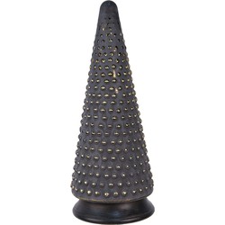 Clayre & Eef Kerstdecoratie Kerstboom Ø 17x42 cm Grijs Goudkleurig Glas Hout