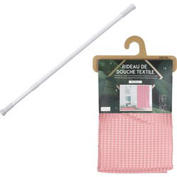 Douchegordijn met ringen - oudroze - polyester - 180 x 200 cm - incl ophangstang uitschuifbaar 70-120 cm - Douchegordijnen
