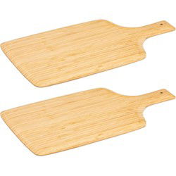 2x Stuks snijplank met handvat 28 x 20 cm van bamboe hout - Snijplanken