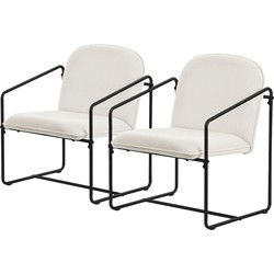 Set van 2 fauteuils Beige met zwart stalen frame Relax fauteuil met armleuning & rugleuning ML design