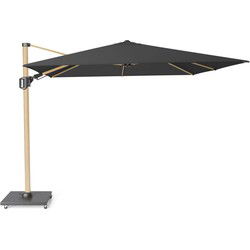Zweefparasol Challenger T2 Premium 300x300 cm vervaagd zwart oak kleurig frame zonwering