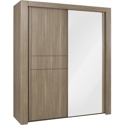 Kast met spiegeldeur L200 cm Moka - Franse fabricage