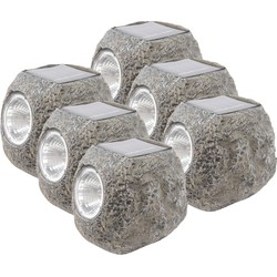 6x Buitenlamp/tuinlamp steen 10 cm - Grondspotjes