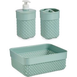 Berilo Zeeppompje - 3-delig - pastel mintgroen - kunststof - Badkameraccessoireset