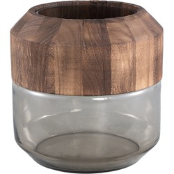 PTMD Yacin Brown glass vase with wood top L