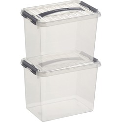 2x Kunststof stapelbare opbergbak 9 liter 30 x 20 x 22 cm - Opbergbox