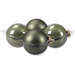 4x stuks glazen kerstballen graniet groen 10 cm mat/glans - Kerstbal