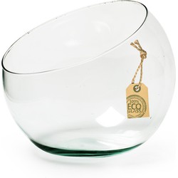 Jodeco Bloemenvaas Bob - helder transparant - eco glas - D23 x H20 cm - bol vaas/lage schaal - Vazen