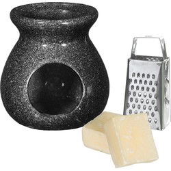 Ideas4seasons Amberblokjes/geurblokjes cadeauset - cashmere - inclusief geurbrander en mini rasp - Geurbranders
