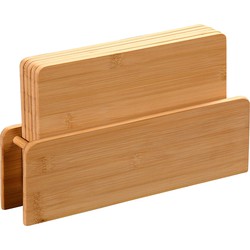 Kesper Broodplankjes met houder - set 5x stuks - bamboe hout - 24 x 15 cm - Snijplanken