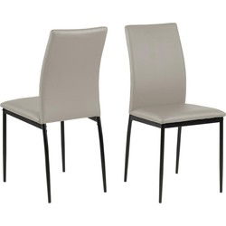 Eetkamerstoel - Taupe - Pu Leer - Zithoogte 48,5cm - Grondal - Set van 4