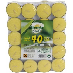 Citronella waxinelichtjes - 40x stuks - geel - geurkaarsen