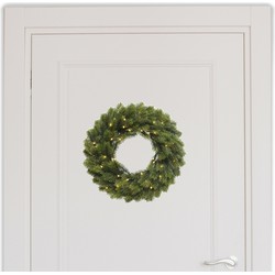 Deurkrans/kerstkrans groen met verlichting 40 cm - Kerstkransen