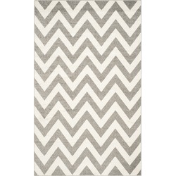 Safavieh Chevron Indoor/Outdoor Woven Area Rug, Amherst Collection, AMT419, in Dark Grey & Beige, 152 X 244 cm