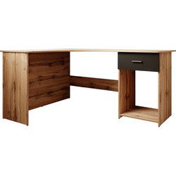 Meubella - Bureau Ciudad - Eiken - Zwart - 155 cm