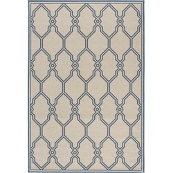 Safavieh Trellis Indoor/Outdoor Woven Area Rug, Beachhouse Collection, BHS124, in Cream & Blue, 155 X 229 cm