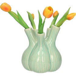 Dijk Natural Collections vaas Gouda - tulpenvaas - lichtgroen - D17 x H20 cm - Vazen