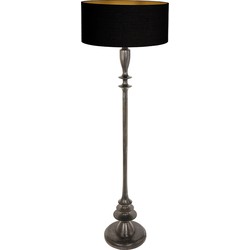Anne Lighting - vloerlamp - Bois - zwart - hout linnen - Ø 50cm - E27 - 3961ZW