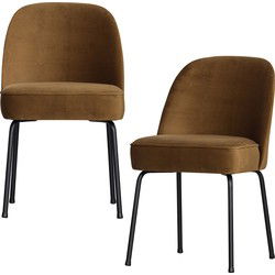 BePureHome Vogue Eetkamerstoelen - Fluweel - Honinggeel - Set van 2