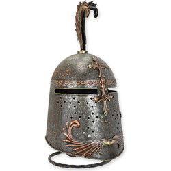 AN IRON GREAT HELM ON STAND (RX-368)