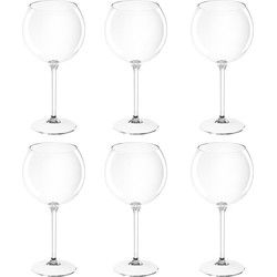 Rode wijn/gin tonic glas - Set van 8x stuks - 650 ml - transparant - kunststof - Wijnglazen