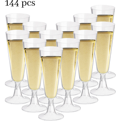 OTIX Kunststof Champagne Glazen - Herbruikbaar - 144 stuks - 150ml - Transparant - Kunststof