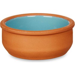 Set 6x tapas/creme brulee serveer schaaltjes terracotta/blauw 8x3 cm - Snack en tapasschalen