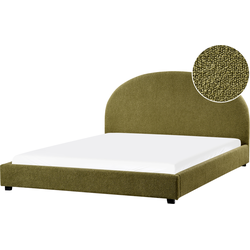 Beliani VAUCLUSE - Tweepersoonsbed-Groen-Bouclé