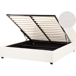 Beliani VAUCLUSE - Tweepersoonsbed-Wit-Bouclé