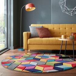 Rond Kleurrijk vloerkleed - Dynamic Multi - 160 CM ROND