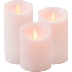 Set van 3x stuks Roze Led kaarsen met bewegende vlam - LED kaarsen
