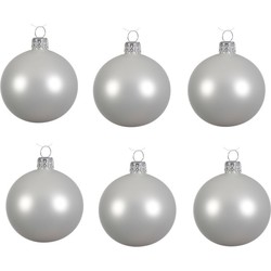 6x Glazen kerstballen mat winter wit 8 cm kerstboom versiering/decoratie - Kerstbal
